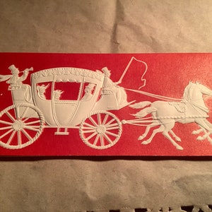Vintage Hallmark Christmas auguri biglietto cavallo e carrozza Inutilizzato+env