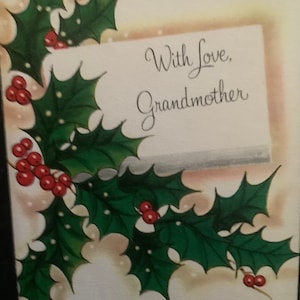 Tarjeta de Navidad vintage Con amor Abuela Sin usar+env