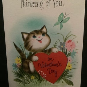 Vintage Valentines day Card Thinking of you Unused+env