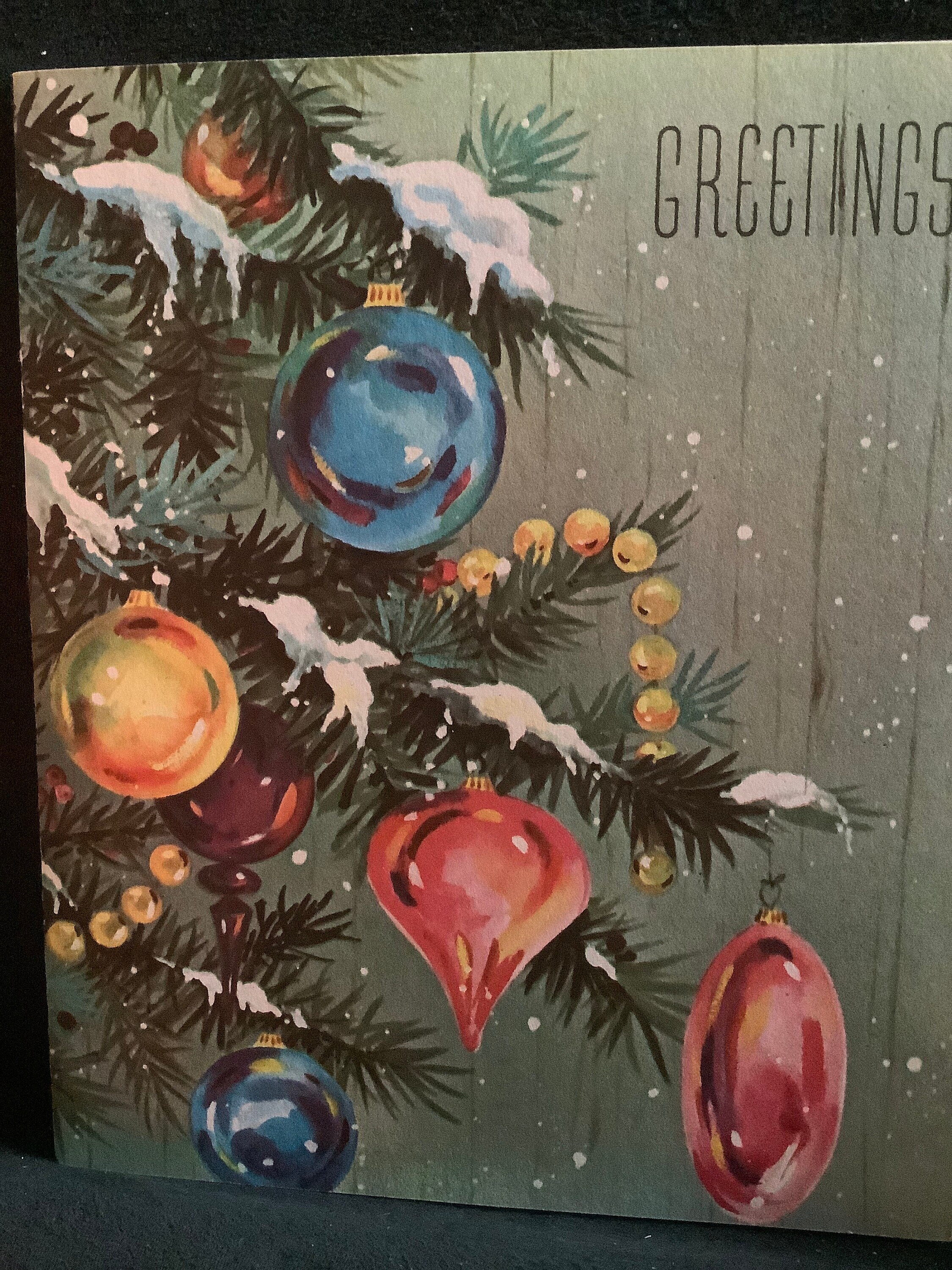 Vintage Christmas Card Ornaments on Tree Unusedenv Etsy