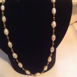 White faux Pearl necklace single strand 30&quot; NOS
