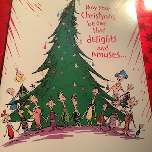 Tarjeta de Navidad vintage Quién familia Sin usar+env