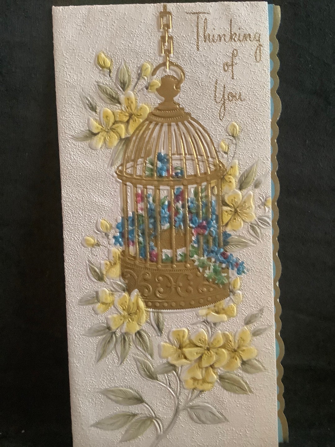 Vintage Floral Thinking of You Greeting Card Unused+env - Etsy