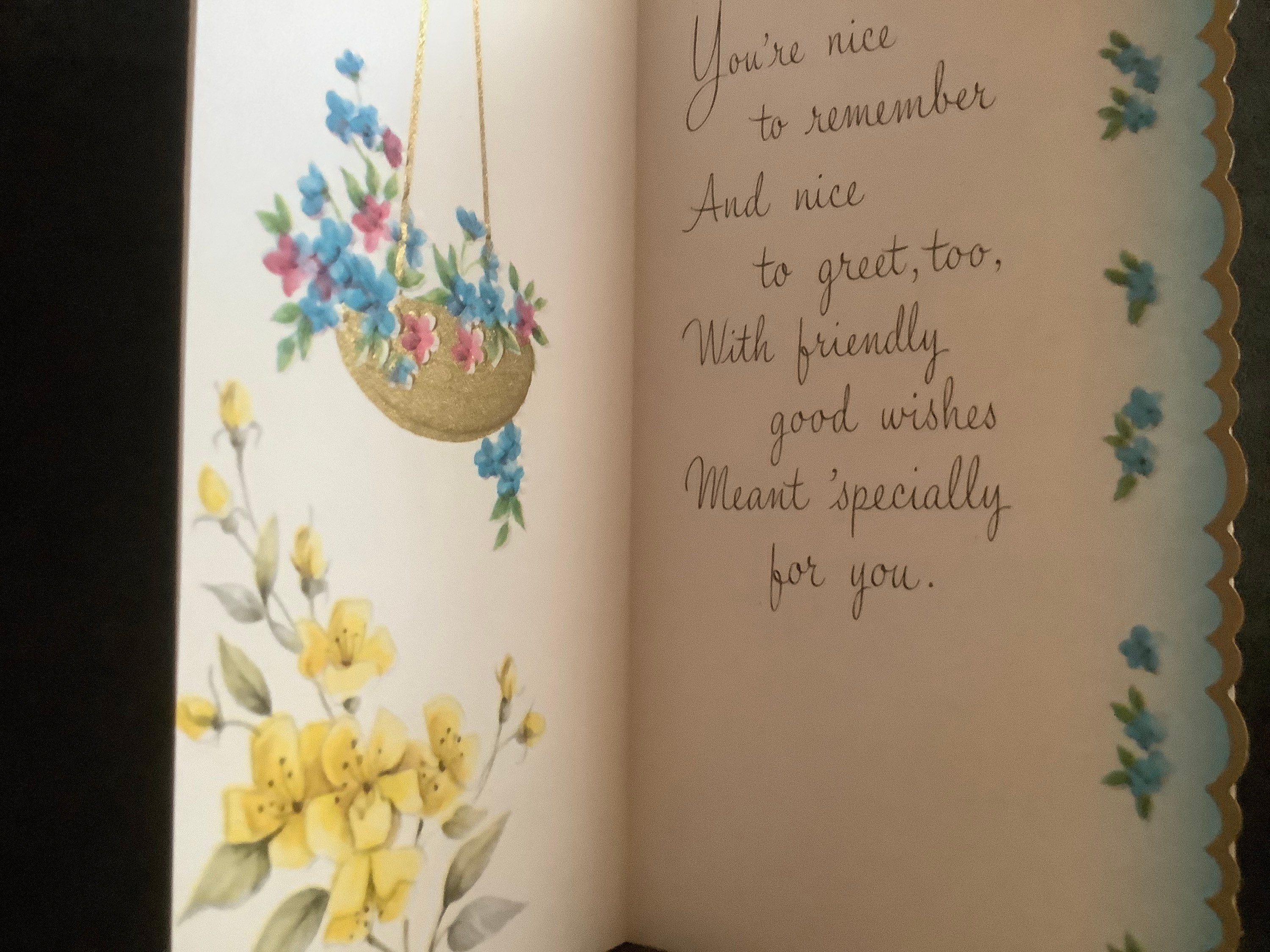 Vintage Floral Thinking of You Greeting Card Unused+env - Etsy