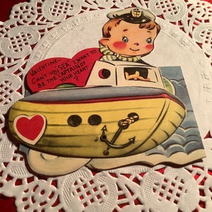 Vintage 1940er Valentinstag Karte Pop Up Kapitän zur See unbenutzt+env
