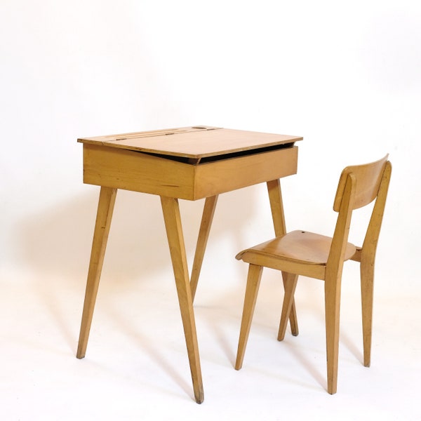 Petit bureau et chaise enfant des année 50-60.