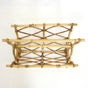 French rattan magazine rack from the 1970s. image 9