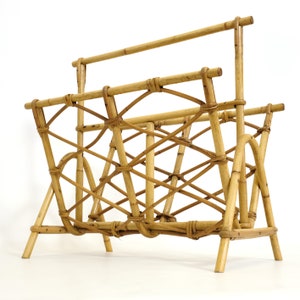 French rattan magazine rack from the 1970s. image 8