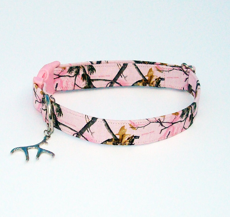Pink Camo Dog Collar with Antler Charm Etsy