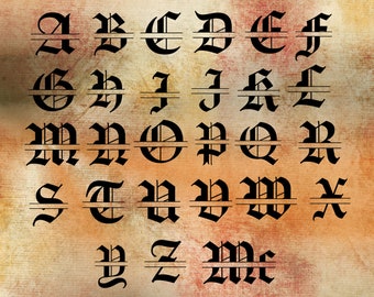 Split Monogram, Old English, SVG files, silhouette, cricut, Olde English font svg, split monogram svg font.