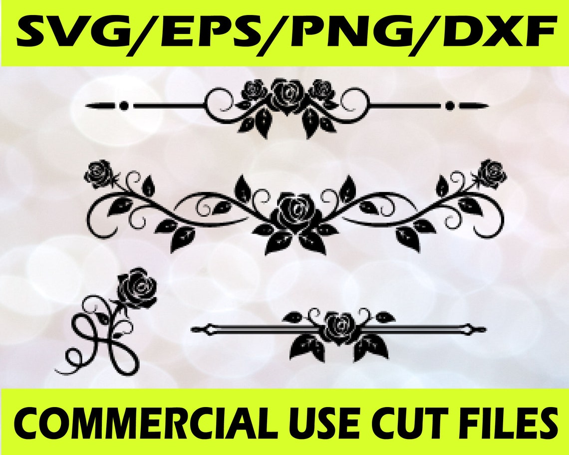 Rose Border Stencil SVG DXF PNG Files Rustic Digital Etsy