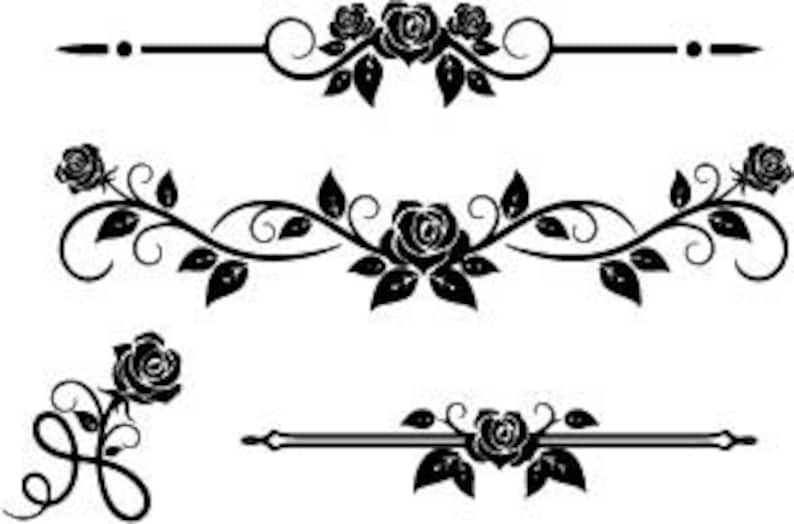 Download Rose Border Stencil SVG DXF PNG files Rustic Digital | Etsy