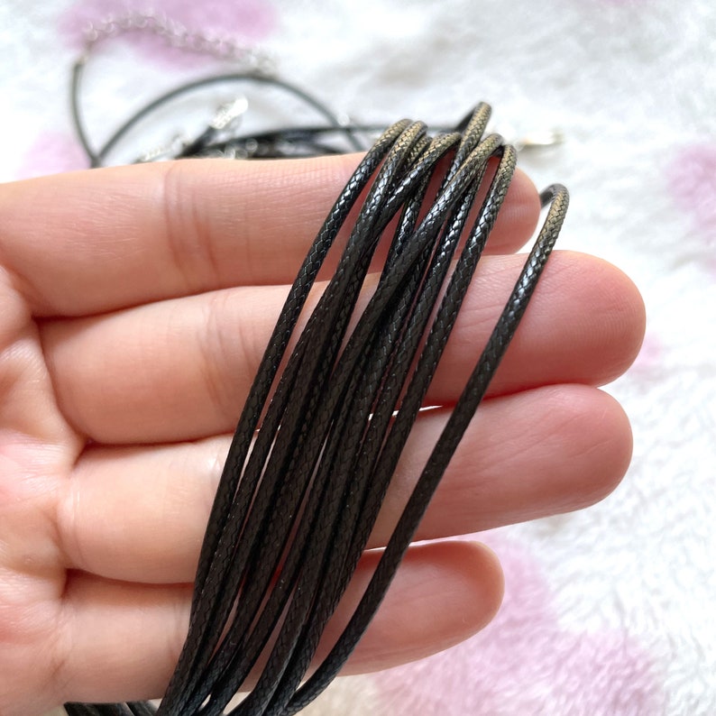 5 Pcs Black Leather Cord Necklace Silver Clasp for Men or Women 18 Etsy