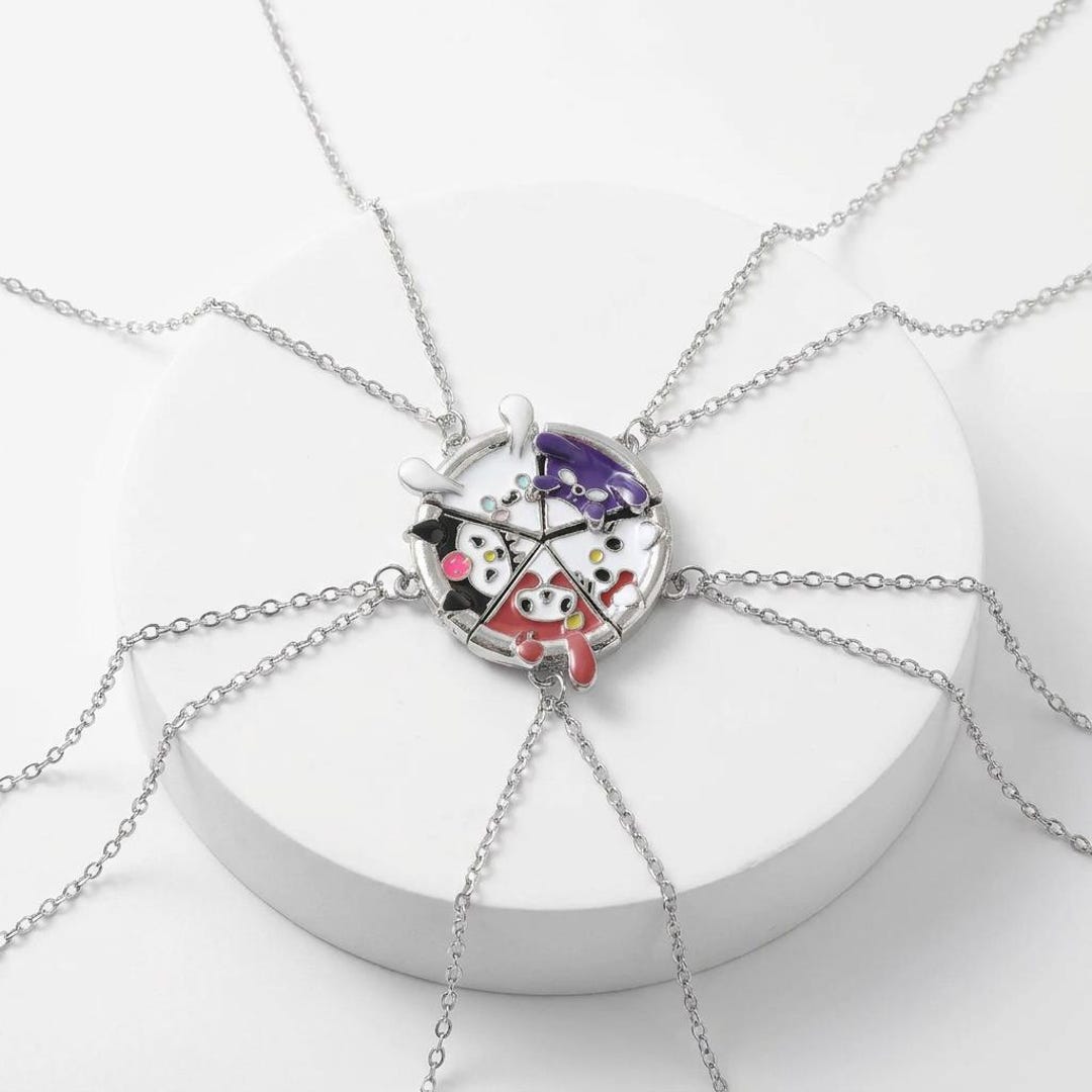 Bestie Pizza Necklace, Magnetic Matching Friendship Jewelry, 2/3/4