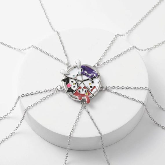 Bestie Pizza Necklace, Magnetic Matching Friendship Jewelry, 2/3/4