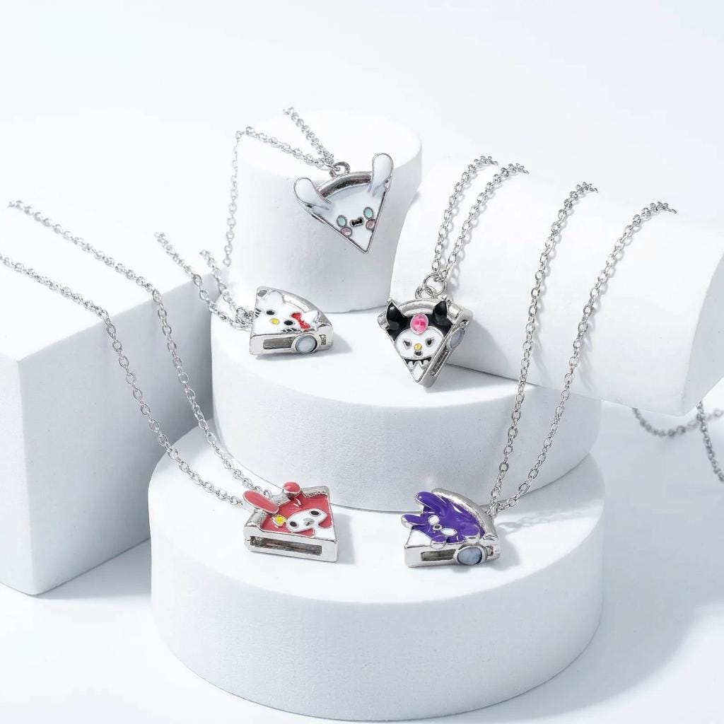 Bestie Pizza Necklace, Magnetic Matching Friendship Jewelry, 2/3/4