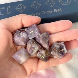 Natural Gemstone Amethyst Crystal DND Dice Set Collection Jade Dices for Dungeons & Dragons Dnd Personalized Gifts for Her