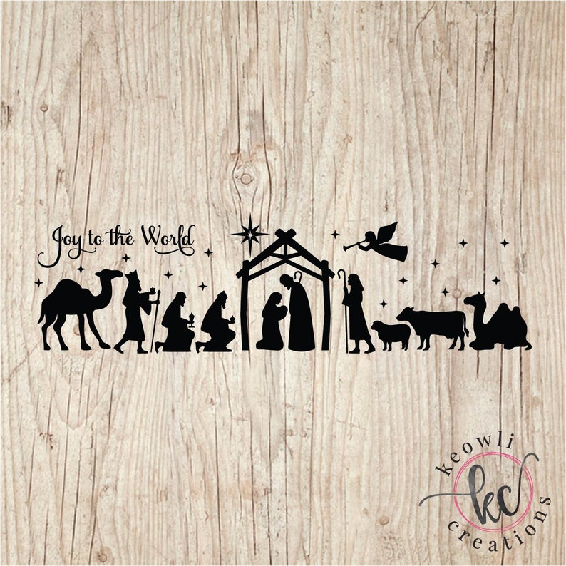 Joy to the World Nativity Scene Vinyl Decal Etsy