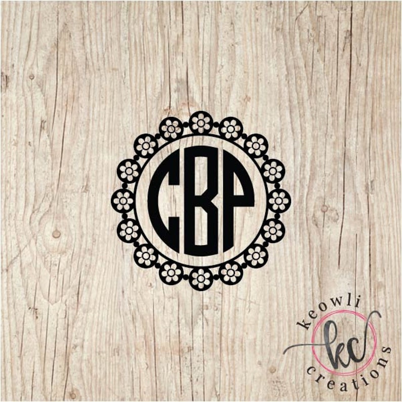 Lace Circle Monogram Vinyl Decal-Style 16