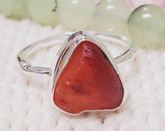 Carnelian Rough Ring, Carnelian Ring, Rough Ring, Gemstone Ring, Adjustable Ring, Solid Silver Ring, Handmade Ring, Women Ring, Z1124