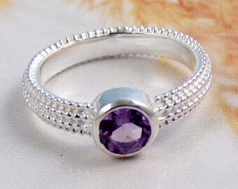 Amethyst Ring, February Birthstone Ring, Anniversary Gift, 925 Sterling Silver Ring, For Her, Amethyst Jewelry, Birthday Gift Idea,, W40517