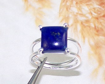 Lapis Lazuli Ring, Genuine Lapis Ring, Real Lapis Lazuli Ring, Prong Set Ring, Blue Stone Ring, 925 Sterling Silver Ring, Size 7US, W42507
