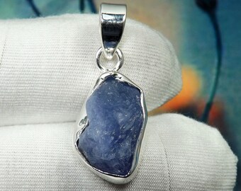 Raw Tanzanite Pendant, AAA Grade, Sterling Silver Birthstone