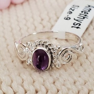 Genuine Amethyst Ring, Sterling Silver Ring, Oval Shape Ring, Dainty Ring, Birthstone Jewelry, Engagement Ring, For Her, Birthstone Ring