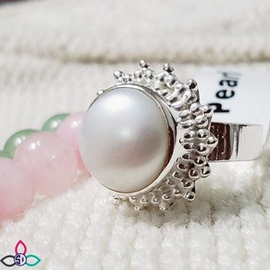 Freshwater Pearl Ring, Round Pearl Ring,Anniversary Ring, 925 Silver Ring, Gift For Her, Christmas Gift Idea, For Her, Ring Size 6US, Z91405