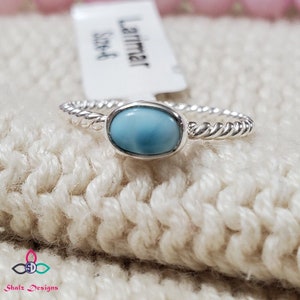 Genuine Larimar Ring, Larimar Ring, Dainty Ring, Friendship Day,  Valentines Day, Silver Ring, Canada Day, Birthstone Jewelry, Made to order