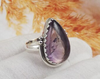 Bague En Argent Massif Avec Amétrine Poire 19x15 Mm - Taille 52, Made In France, Neuf Avec étiquettes