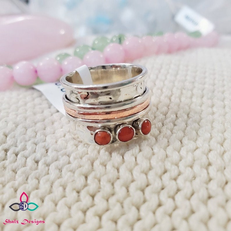 Spin Meditation Citrine Tone Band 925 Sterling Solid Silver Spinner Ring C-6 Spin Meditation Citrine Tone Band 925 Sterling Solid Silver Spinner Ring C-6