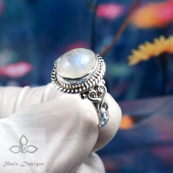 Buy Rainbow Moonstone Ring, 925 Sterling Silver Ring, June Birthstone  Jewelry, Blue Flash Moonstone Ring, Natural Stone Ring, Gift for Women  Online in India - Etsy