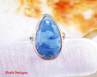 Echter Blauer Opal Ring aus 925 Sterlingsilber - Einzigartiger, handgefertigter Ring, Opal Schmuck, Geschenk zum Jahrestag, Für Sie, U3109