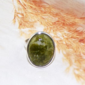 Anello vintage in marmo Connemara: fatto a mano in argento sterling 925, taglia US 8