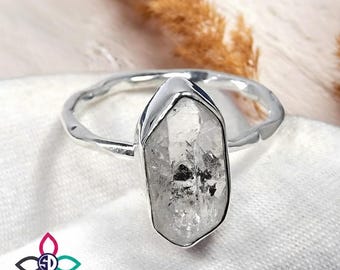Herkimer Diamond Ring, Rough Ring, Raw Stone Ring, Handmade Ring, Unique Solid Silver Ring, 92.5% Silver Ring, Birthday Gift, JA71D-JP728