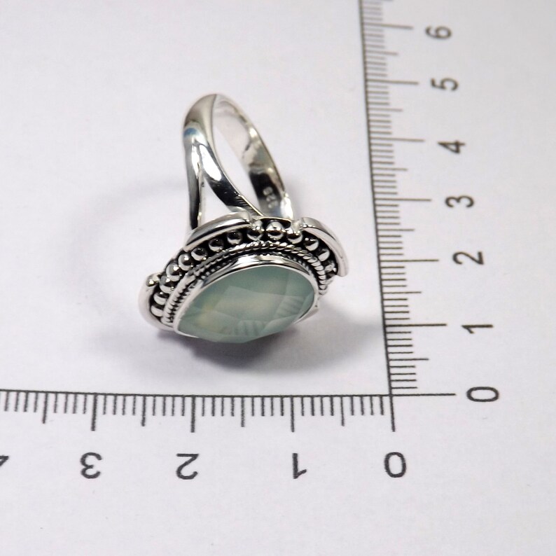 Silver Ring Gift For Her Genuine Aqua Chalcedony Ring Size 8US Gift Idea Gift For Chalcedony Ring JPY0211 Dainty Ring