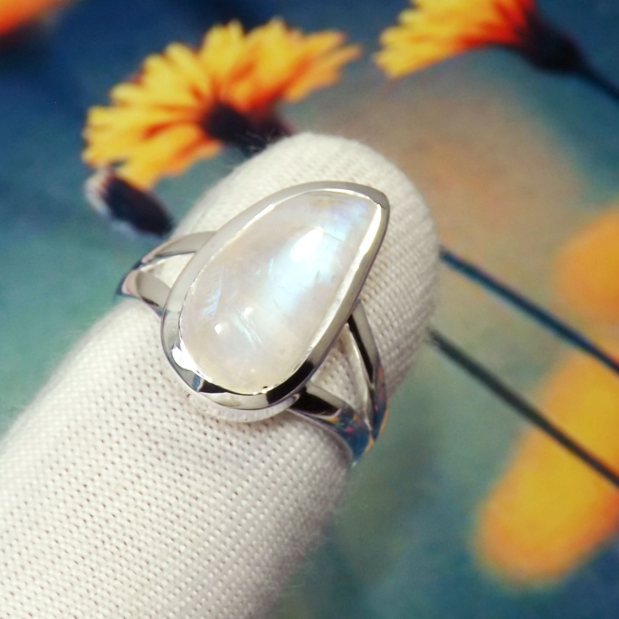 Genuine Rainbow Moonstone Ring, Real Rainbow Moonstone Ring Genuine Rainbow Moonstone Ring, Real Rainbow Moonstone Ring