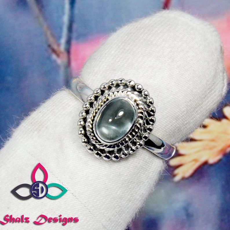 Cab Aquamarine Ring Small Women Ring Natural Aquamarine Ring Jewellery Designer Ring Solid Silver Ring Dailywear Ring 925 Silver Ring