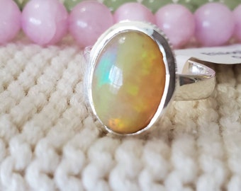 Gorgeous Ethiopian opal Ring, Natural Ethiopian opal Ring Opal Ring, Sterling Silver Ring,  Ethiopian Opal Ring Statement Ring, Size7, Z5212