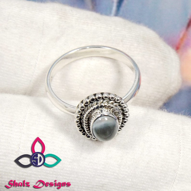 Cab Aquamarine Ring Small Women Ring Natural Aquamarine Ring Jewellery Designer Ring Solid Silver Ring Dailywear Ring 925 Silver Ring