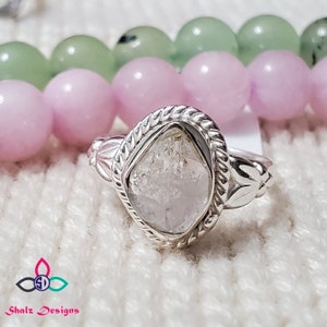 Rough Herkimer Diamond Ring,Raw Stone Ring, Herkimer Diamond Ring,Lightweight Ring, Sterling Silver Ring, Dainty Ring, Handmade Ring, Z51007