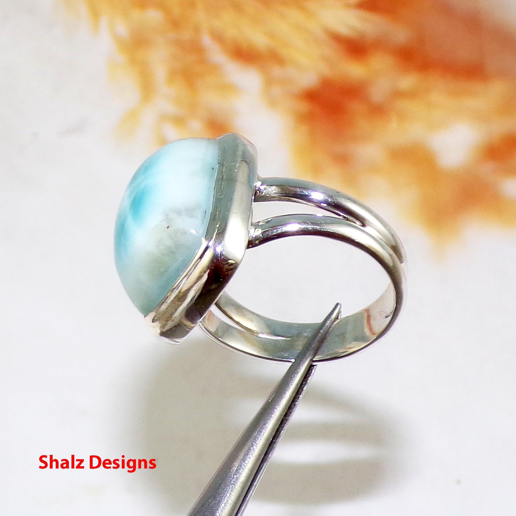 Larimar Ring in 925 Sterling Silver – Soft Blue Elegance for Every