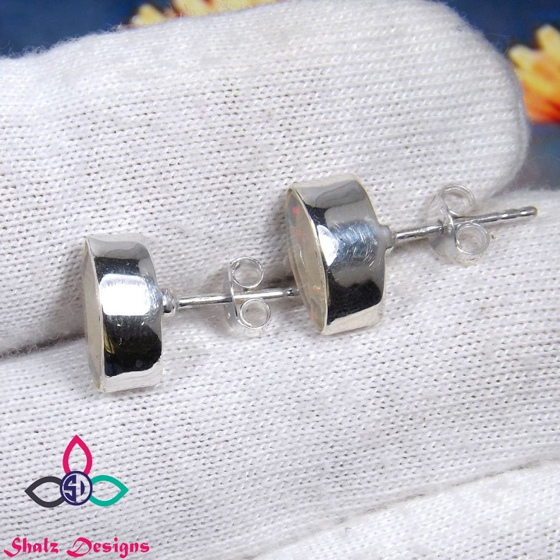 Faceted Opal Stud Opal Stud Sterling Silver Stud Ethiopian Opal Stud Handmade Earring Gemstone Earring Stud Ethiopian Opal Earring