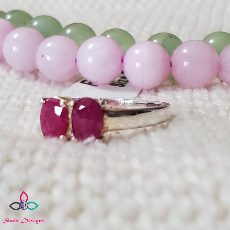 618 Two Stone Ring Precious Ruby Ring 925 Silver Ring Genuine Ruby Ring Anniversary Ring Sterling Silver Ring For Her Ring Size 6US