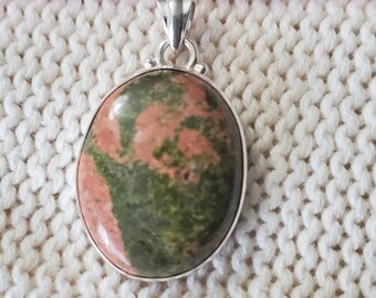 Unakite Jasper 925 Sterling Silver Pendant (23x30mm)