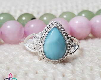 Genuine Larimar Ring, Larimar Ring, 925 Silver Ring, Solid Silver Ring, Engagement Ring, Designer Ring, Dainty Ring Ring, Rings,  Z61