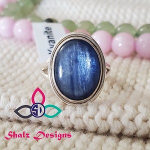Kyanite Ring, Blue Kyanite Ring, Blue Gemstone Ring, 925 Silver Ring, Officewear Ring, Wedding Ring, Simple Ring, Rings, Z6107