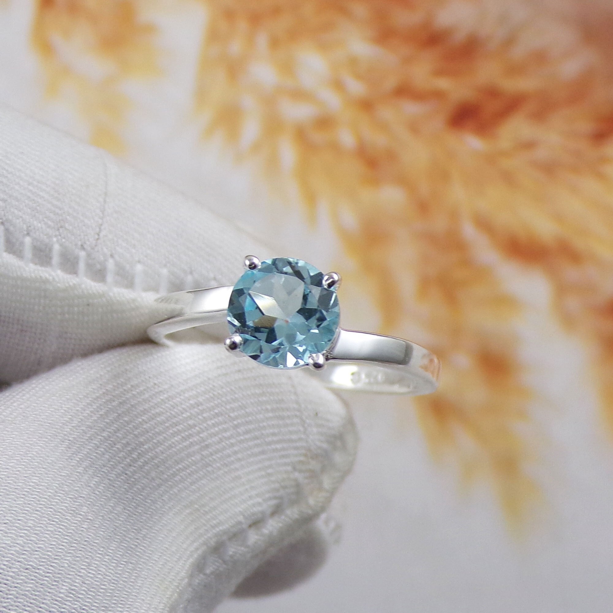Blue Topaz Ring, Topaz Ring, Blue Stone Ring, Tiny Ring, 925
