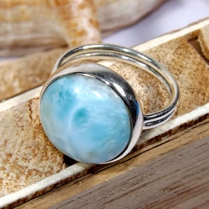 Larimar Stone, Larimar Gemstone, Larimar Jewellery, Gemstone Jewellery, 925 Sterling Silver Ring, Office Wear Ring, Gifts, Stone Size 17mm image 2